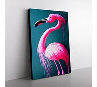 Paint Drip Flamingo Canvas Wall Art Print 20x14 Inch