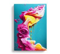 Paint Drip Flower No.3 Canvas Print | Gallery Wrapped 30mm Frame Wall Art | 30x20 inches | Ready to Hang | Abstract Floral Picture | Living Room Bedroom Lounge Office