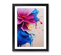 Paint Drip Flower No.5 Abstract Framed Print | A3 Black Framed Wall Art | Ready to Hang | Abstract Floral Picture | Living Room Bedroom Lounge Office
