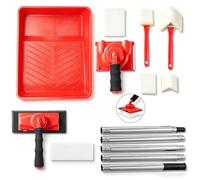 Paint Edger Tool Kit, 14 PCS Paint Edger Set with 5-Section Extension Pole, Trim & Refill Pads, 9 Inch Paint Pad with 360° Handle, Corner & High Ceilings Painter, Paint Supplies for Painting Walls