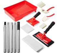 Paint Edger Tool Kit, 9-Inch Pad Set with 5-Section Threaded Extension Rod, 10-Piece Set with Trim Touch-Up Pads, Corner & Ceiling Painter, 360° Rotating Handle Paint Edger with Refill Pads