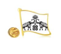 Paint Elephant Friend Two Happy Golden Metal Flag Lapel Pin Badge