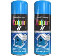 Paint Factory All Purpose Blue Spray Paint Pack 2 (400ml Each) - Gloss Finish Interior and Exterior Blue Spray Paint for Metal, Plastic, and Wood