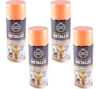 Paint Factory All Purpose Copper Metallic Spray Paint, Deep Copper Effect Aerosol Paint for Metal, Wood, Plastic & Decorative DIY Crafts, Interior & Exterior Gloss Finish (4 Pcs) - 400 ml