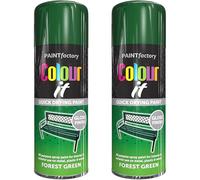 Paint Factory All Purpose Forest Green Spray Paint Pack 2 (400ml Each) - Gloss Finish Interior and Exterior Forest Green Spray Paint for Metal, Plastic, and Wood