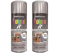 Paint Factory All Purpose Grey Spray Paint Pack 2 (400ml Each) - Matt Finish Interior and Exterior Grey Spray Paint for Metal, Plastic, and Wood