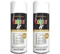Paint Factory All Purpose White Spray Paint Pack 2 (400ml Each) - Matt Finish Interior and Exterior White Spray Paint for Metal, Plastic, and Wood