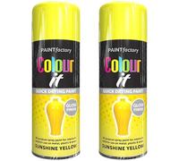 Paint Factory All Purpose Yellow Spray Paint Pack 2 (400ml Each) - Gloss Finish Interior and Exterior Yellow Spray Paint for Metal, Plastic, and Wood