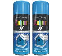 Paint Factory Blue Spray Paint, 2 x 400 ML All-Purpose Gloss Finish for Metal & Wood
