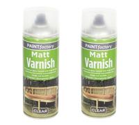 Paint Factory Clear Varnish Spray, Quick Dry Finish, Multi Surface Protective Coating for Wood, Metal, Plastic, Glass, Interior & Exterior, (Clear Matt Varnish, 400ml, 2 Pcs)