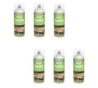 Paint Factory Clear Varnish Spray, Quick Dry Finish, Multi Surface Protective Coating for Wood, Metal, Plastic, Glass, Interior & Exterior, (Clear Matt Varnish, 400ml, 6 Pcs)