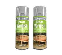 Paint Factory Clear Varnish Spray, Quick Dry Finish, Multi Surface Protective Coating for Wood, Metal, Plastic, Glass, Interior & Exterior, (Clear Matt Varnish, 250ml, 2 Pcs)