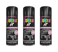 Paint Factory Colour It Black Satin Finish Quick Drying Spray Paint, 250ml, Pack of 3