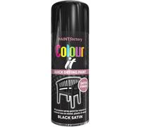 Paint Factory Colour It Black Satin Spray Paint, Quick Dry Multi-Surface Aerosol Paint for Wood, Metal, Plastic & Furniture, Smooth Satin Finish, 400ml (1pcs, Black)
