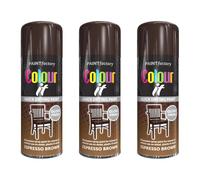 Paint Factory Colour It Espresso Brown Gloss Finish Quick Drying Spray Paint, 400ml, Pack of 3
