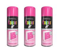 Paint Factory Colour It Perfect Pink Gloss Finish Quick Drying Spray Paint, 400ml, Pack of 3