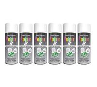 Paint Factory Colour It Quick Drying Plastic Primer Spray, White, Matt Finish, 400ml Pack of 6
