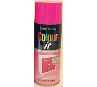 Paint Factory Colour It Quick Drying Spray Paint 400ml Perfect Pink Gloss Finish