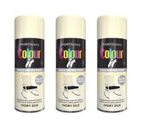 Paint Factory Colour It Quick Drying Spray Paint, Ivory Silk, Gloss Finish, 400ml Pack of 3