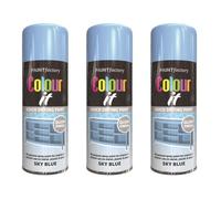 Paint Factory Colour It Sky Blue Quick Drying Spray Paint, Gloss Finish, 400ml, Pack of 3