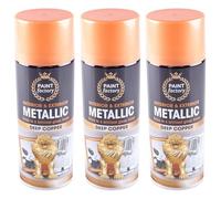 Paint Factory Deep Copper Metallic Spray Paint, All Purpose Gloss Finish Aerosol for Metal, Wood & Plastic, Fast Drying Interior & Exterior, Furniture & Home Decor, 400ml (3 Pcs)