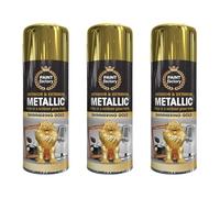 Paint Factory Metallic Gold Aerosol Spray Paint, Shimmering Gloss Finish, Interior & Exterior Use, 400ml, Pack of 3