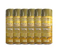 Paint Factory Metallic Gold Spray Paint, Multipurpose Aerosol Paint for Metal, Wood & Decor, Shimmer Finish, Fast Dry, Furniture & Craft Spray, 200ml, (6 Pcs)