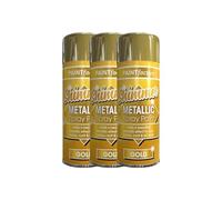 Paint Factory Metallic Gold Spray Paint, Multipurpose Aerosol Paint for Metal, Wood & Decor, Shimmer Finish, Fast Dry, Furniture & Craft Spray, 200ml, (3 Pcs)