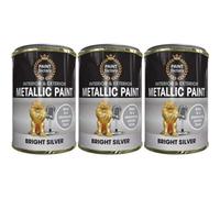 Paint Factory Metallic Paint Interior & Exterior Bright Silver 300Ml X 3