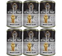 Paint Factory Metallic Paint Interior & Exterior Bright Silver 300Ml X 6