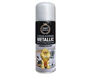 Paint Factory Metallic Spray Paint Aerosol Bright Silver Auto Car Matt Gloss Lacquer Wood Metal 250ml