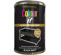 Paint Factory Paintfactory Matt Black Paint Tin Fast Drying Interior Exterior Plastic 300Ml