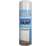 Paint Factory Quick Drying Radiator Spray Paint, Brilliant White, Heat Resistant Enamel Coating, Satin Finish, 400ml