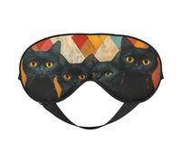 Paint Four Black Cats Print Sleep Mask with Adjustable Strap, Comfortable Eye Cover for Travel, Yoga, Napping, Sleeping & Relaxation