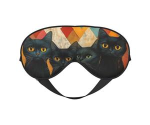 Paint Four Black Cats Print Sleep Mask with Adjustable Strap, Comfortable Eye Cover for Travel, Yoga, Napping, Sleeping & Relaxation