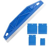 Paint Guard with 4 Scrapers, 12 Inch Paint Edger Tool for Painting Paint Guard Stainless Steel Paint Shield Plastic Scraper Edge Painting Tool for Smearing Repairing Cutting Wallpaper Blue