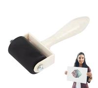 Paint Ink Applicator - Rubber Craft Roller, 3.93 inches Smooth Rubber Roller with Wooden Handle Grip, Print Making Tool Set, Paper Scrapbooking Transfer Use, Art Supply with Even Coating