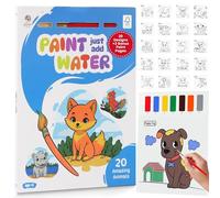 Paint Just Add Water Books for Kids - Watercolor Painting Book with Brush, Includes 20 Activity Pages & 2 Extra Paint Pages, Low-Mess Paint-by-Number Art for Ages 3-8 (Animals Watercolor Painting)