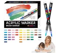 Paint Markings - Soft Brush Pens | Multi-Purple Art Supplies Set, 48 Colours for Craft Projects, Ceramic, Wood, Stone, Fabric, Canvas, , Professional Drawing Tools