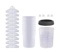 Paint Mixing Cups Set - Clear Measuring Containers, 10 Piece Paint Prep Kit, Graduated Cup with Lid, Sprayer Liner Accessories, Automotive Refinishing Painting Supplies | Clean Results for Sprayers