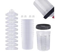 Paint Mixing Cups Set - Clear Measuring Containers, 10 Piece Paint Prep Kit, Graduated Cup with Lid, Sprayer Liner Accessories, Automotive Refinishing Painting Supplies | Clean Results for Sprayers