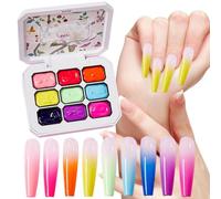 Paint Nail Gel 9-Color Manicure Painting Palette | Gradient Gel Paint for Beginners Professionals Women Girlfriend Mom Family Home Apartment Beauty Salon