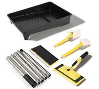 Paint Pads for Walls and Ceilings,Paint Pad with 1.2m Extension Pole and 2pcs Replacement, Paint Pad Set with 9inch Paint Tray,Paint Edger Tool and Triangular Brush for Wall Painting, Wood Decks, Et