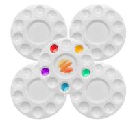 Paint Palette 5 Pcs Plastic Round Paint Tray Mixing Palettes with 10 Wells and 1 Central Reservoir for Wet Watercolor Acrylic and Oil DIY Craft Professional Art Painting 16.8 x16.8 cm