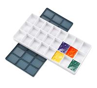 Paint Palette Box, 24 Grids Palette for Watercolour, Plastic Empty Palette Tray with Rubber Lid for Kids Adults Oil Artist Watercolour, Acrylic Painting (21.5 cm x 10.3 cm)