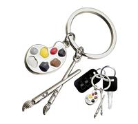 Paint Palette Keychain - Artist Brush Pendant, Art Student Teacher Charm, Kids Jewelry Accessory, Design Tool, Colorful Small Size For Backpack Bag Purse Key Decoration Use