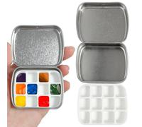 Paint Palette Portable Travel Tin for Artists, Empty Watercolour Palette Box with Paint Mixing Tray, Compact Metal Case for Acrylic Gouache Oil Painting, Outdoor Sketching and Studio Use