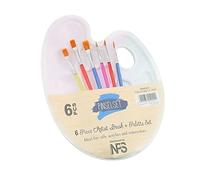 Paint Palette Tray,1 pcs Paint Pallet Watercolour Palette Plastic Tray Mixing Painting Palette,with 6Pcs Paint Brushes,for Watercolor Acrylic and Oil DIY Craft Professional Art Painting