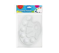 Paint Palette - White - Ideal for Tempera - 6 Holes for Painting and Mixing - Easy to Wash - Resistant Plastic Material - Keyroad