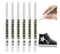 Paint Pen White Pack of 6 Textile Pens 1 mm Permanent Marker Waterproof Acrylic Pens Tyre Pen Suitable for Stone Ceramic Wood Metal Paper Glass Canvas Tyres